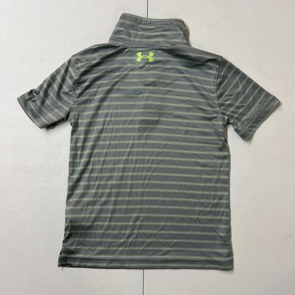 Under Armour Gray and Lime Striped Polo - Picture 2 of 3